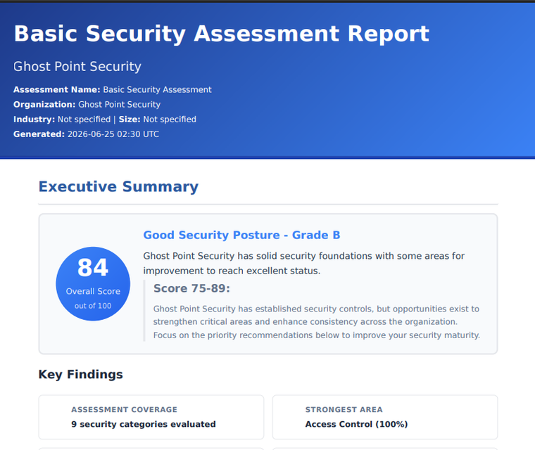 Sample assessment report